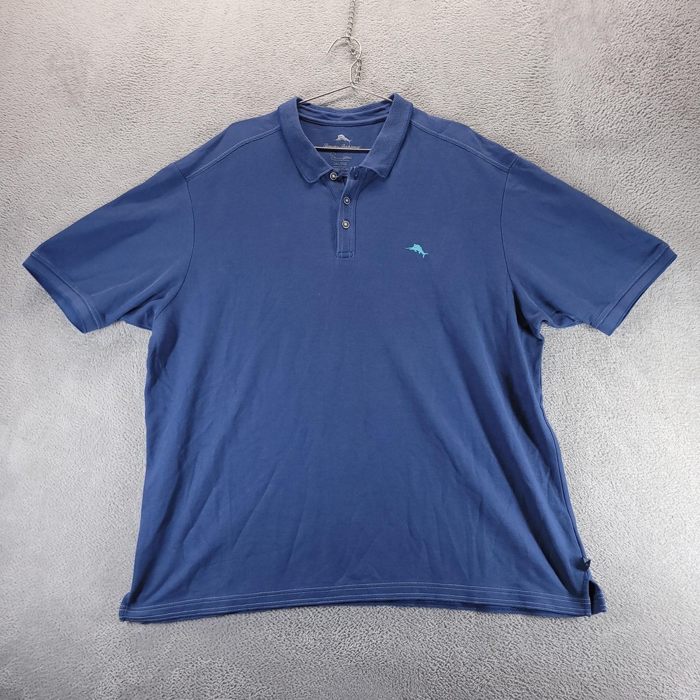 Tommy Bahama Polo Shirt Mens 3XL Blue Supima Cotton Short Sleeve Casual Marlin